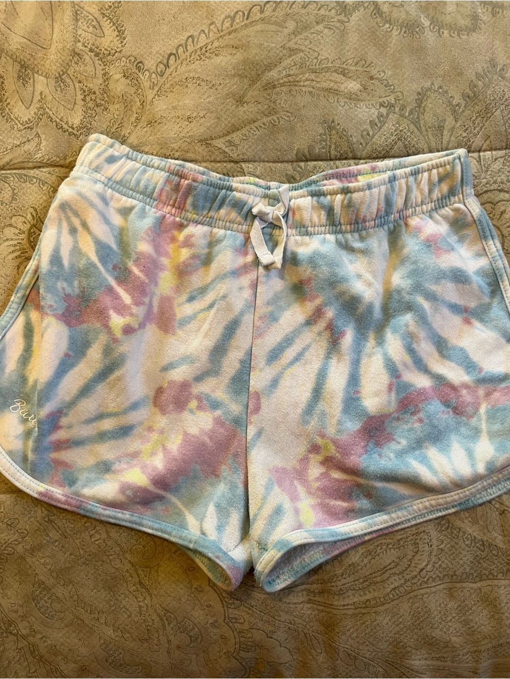 Girls Pastel Tie-Dye Athletic Shorts with Drawstring